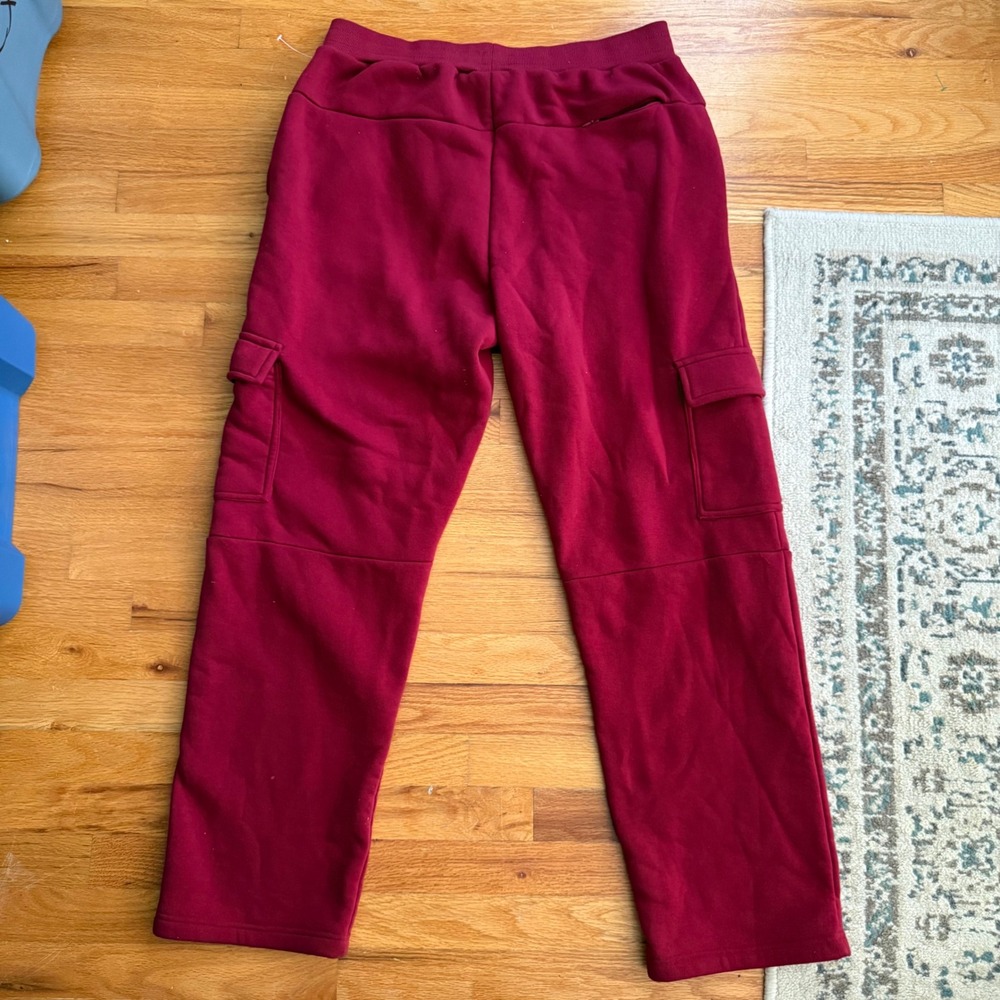 Linea Uomo Mens 3X Cargo Sweatpants Oxblood Burgundy Fleece Joggers JTF410 NWT - Picture 3 of 7